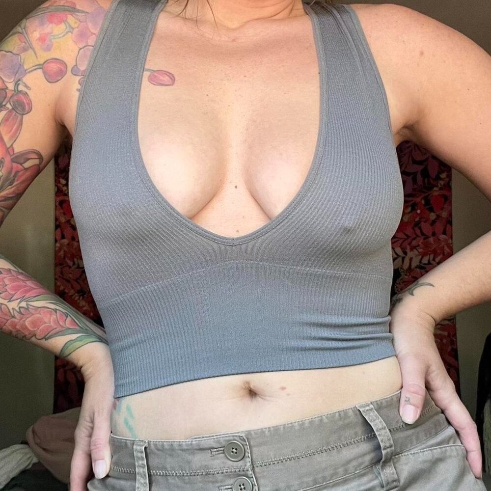 Out from under ribbed top